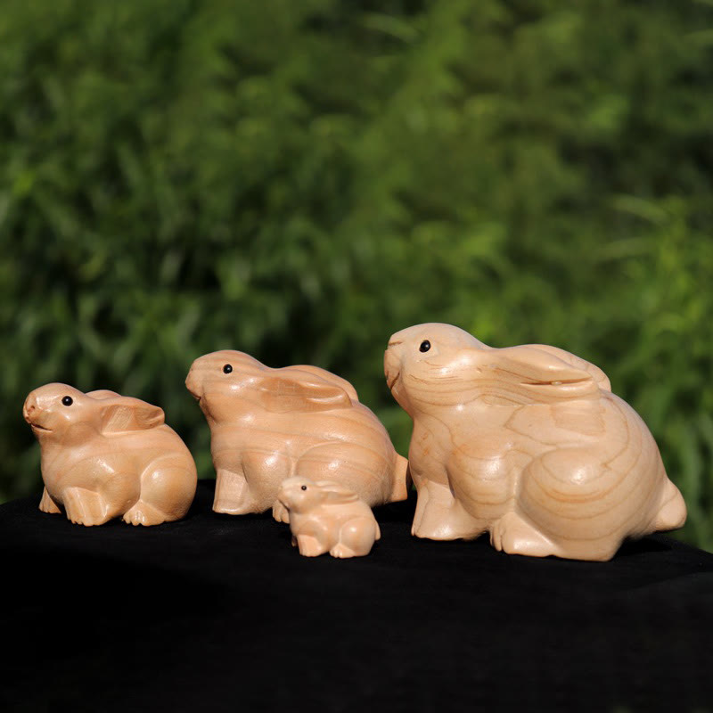11.5cm Wooden Year of the Snake Fu Character Home Decor Statue