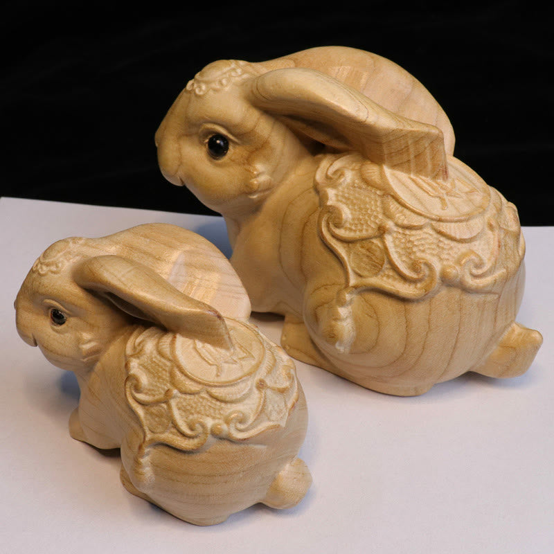 11.5cm Wooden Year of the Snake Fu Character Home Decor Statue