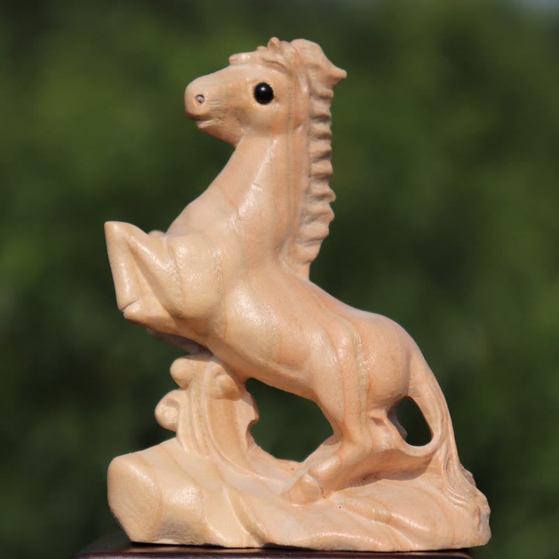 11.5cm Wooden Year of the Snake Fu Character Home Decor Statue
