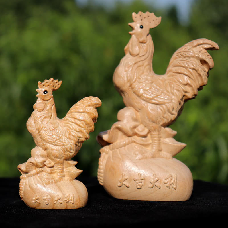 11.5cm Wooden Year of the Snake Fu Character Home Decor Statue