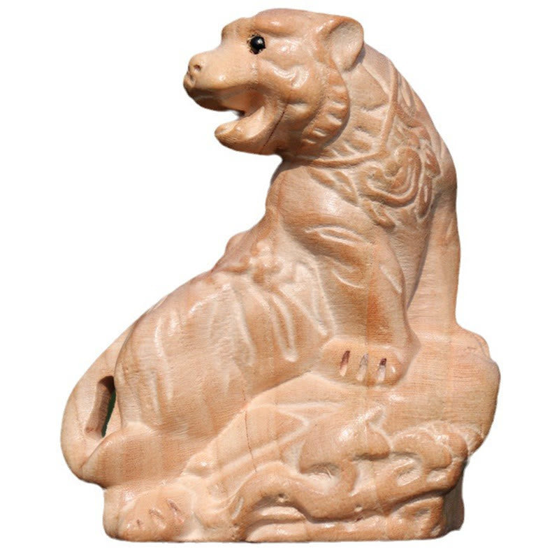 11.5cm Wooden Year of the Snake Fu Character Home Decor Statue