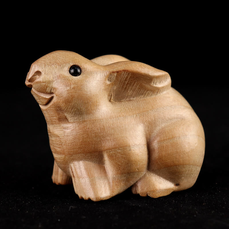 11.5cm Wooden Year of the Snake Fu Character Home Decor Statue