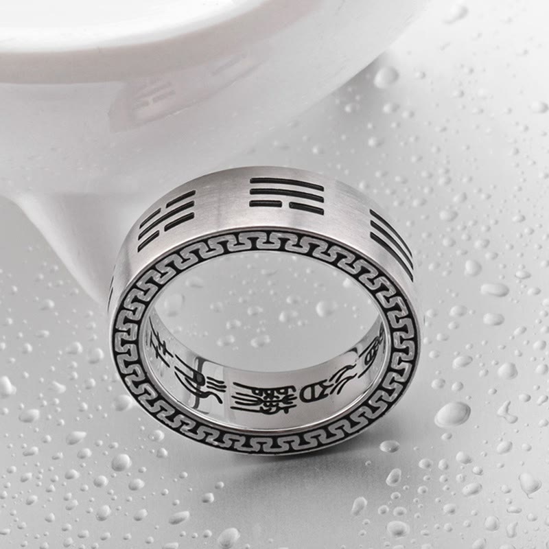 Bague d'harmonie Yin Yang Bagua en acier titane de 7 mm