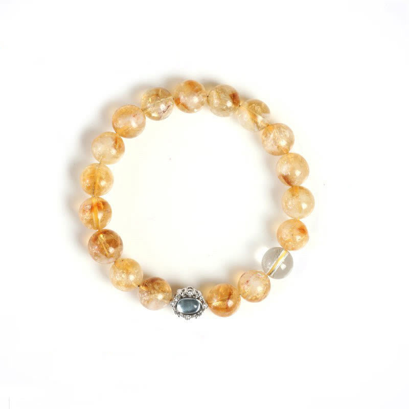 Bracelet de prospérité en quartz rutile citrine 10 mm