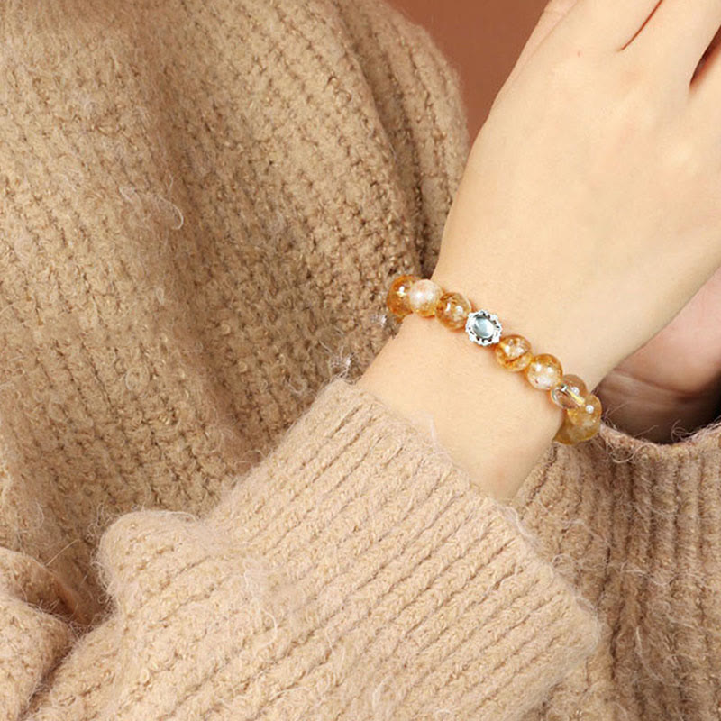 Bracelet de prospérité en quartz rutile citrine 10 mm