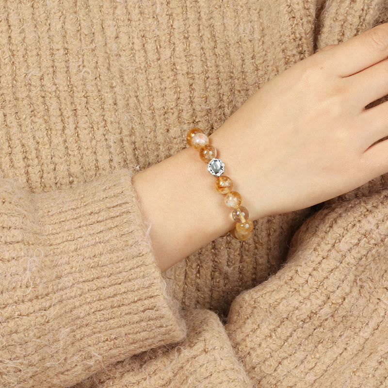 Bracelet de prospérité en quartz rutile citrine 10 mm