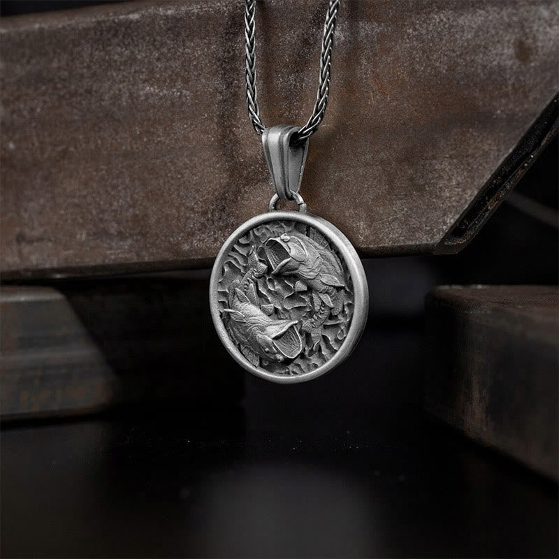 Collier porte-bonheur en étain pur avec poisson koï pour la richesse