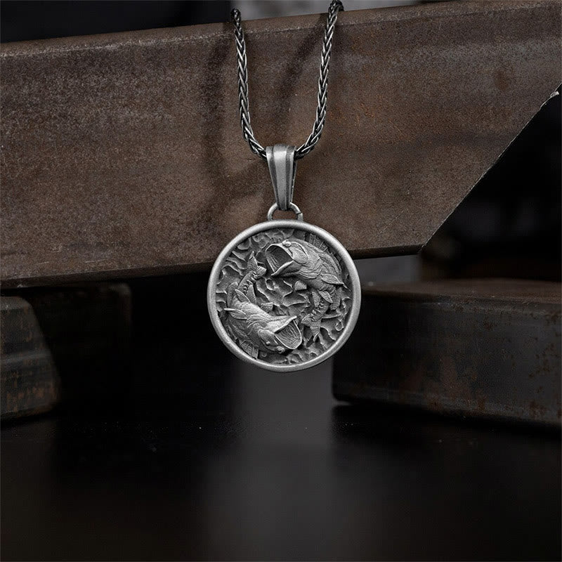 Collier porte-bonheur en étain pur avec poisson koï pour la richesse