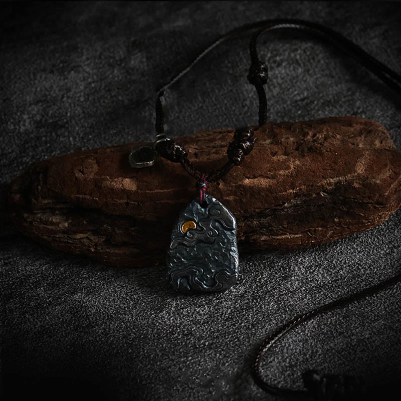 Collier de protection spirituelle en argent sterling 999 avec nuages de bon augure