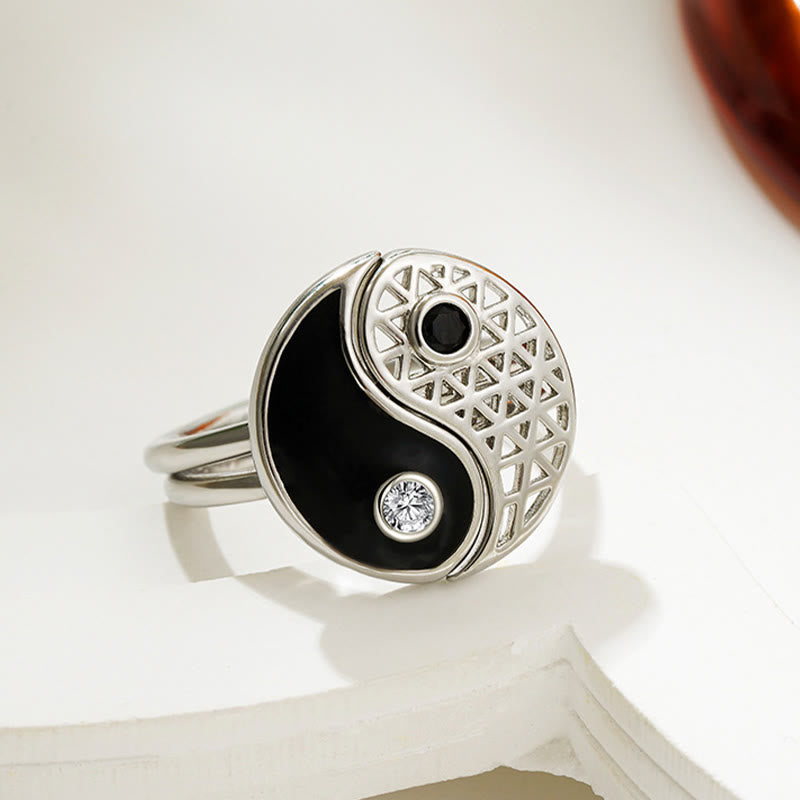 Bague de couple unisexe en acier titane avec motif Yin et Yang
