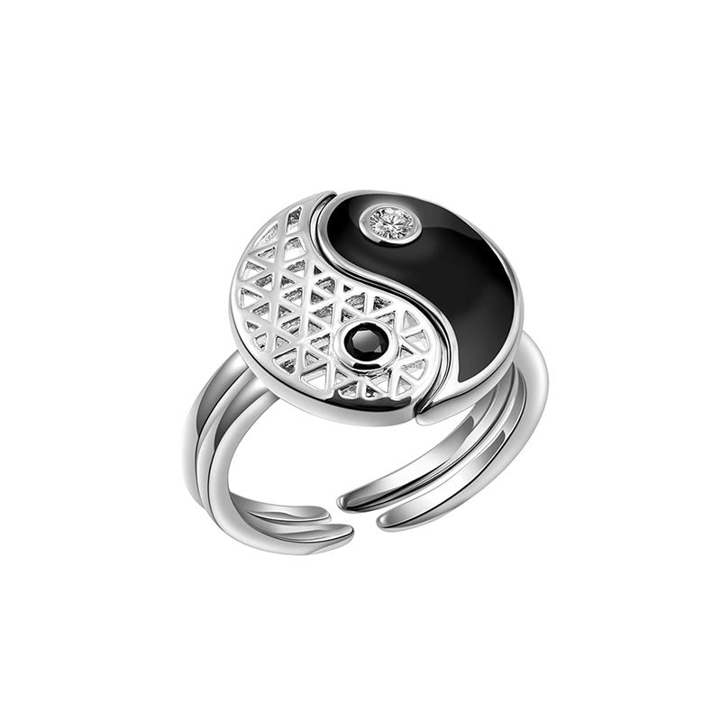 Bague de couple unisexe en acier titane avec motif Yin et Yang