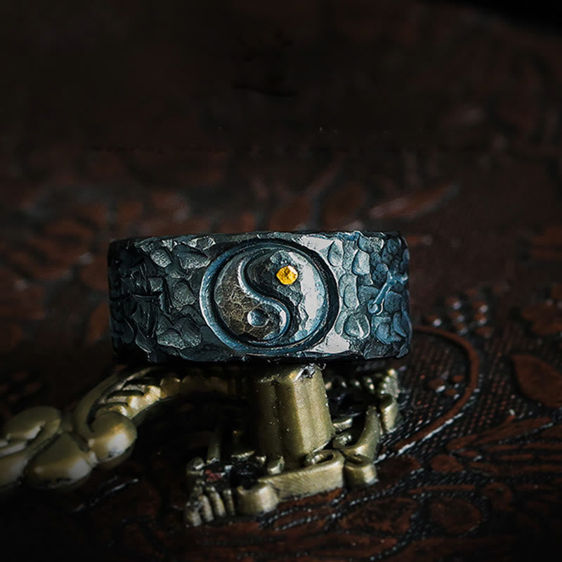 Bague d'équilibre Yin Yang en argent sterling