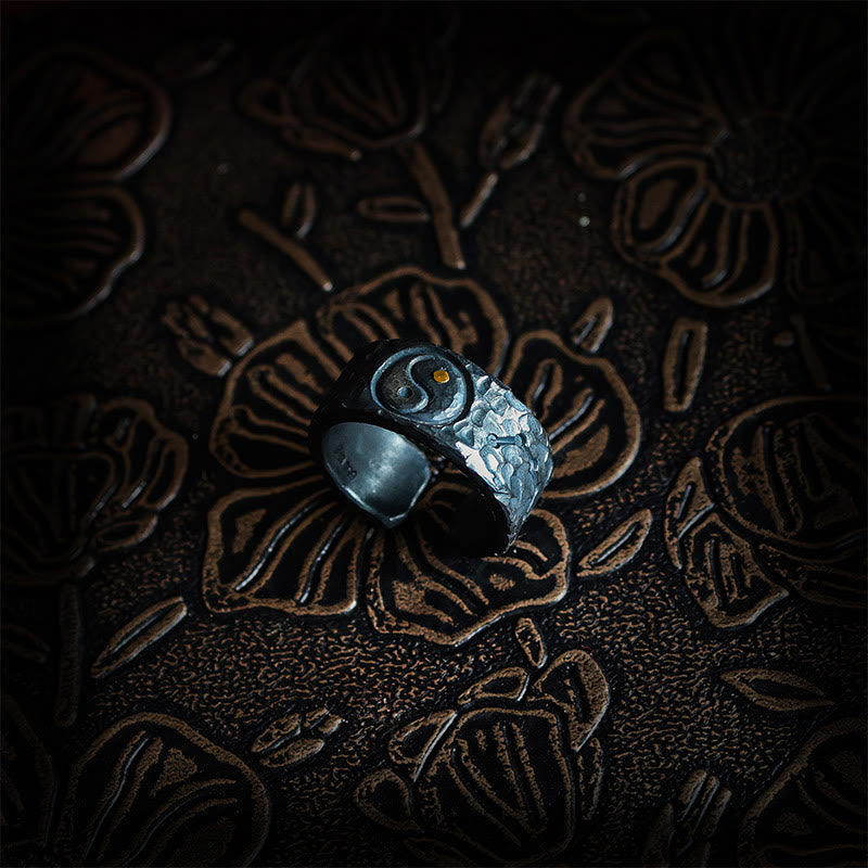 Bague d'équilibre Yin Yang en argent sterling