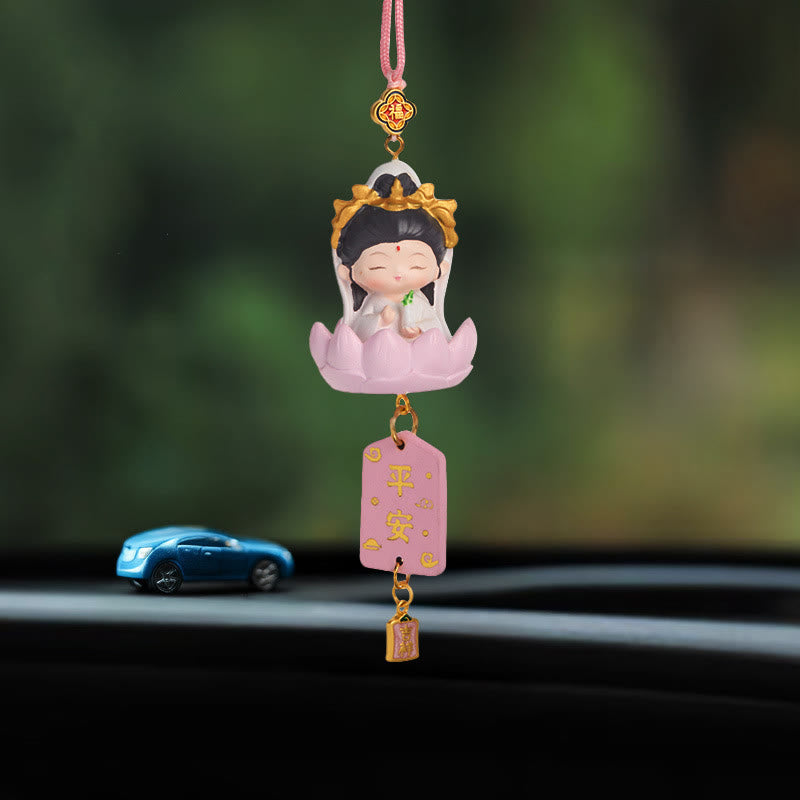 Lotus Avalokitesvara Bouddha Fu Voiture Suspendue 34cm