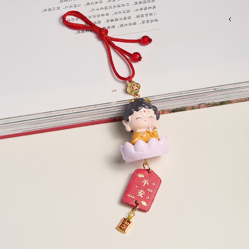 Lotus Avalokitesvara Bouddha Fu Voiture Suspendue 34cm