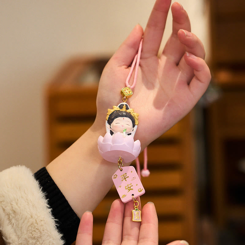 Lotus Avalokitesvara Bouddha Fu Voiture Suspendue 34cm