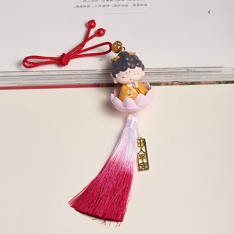 Lotus Avalokitesvara Bouddha Fu Voiture Suspendue 34cm