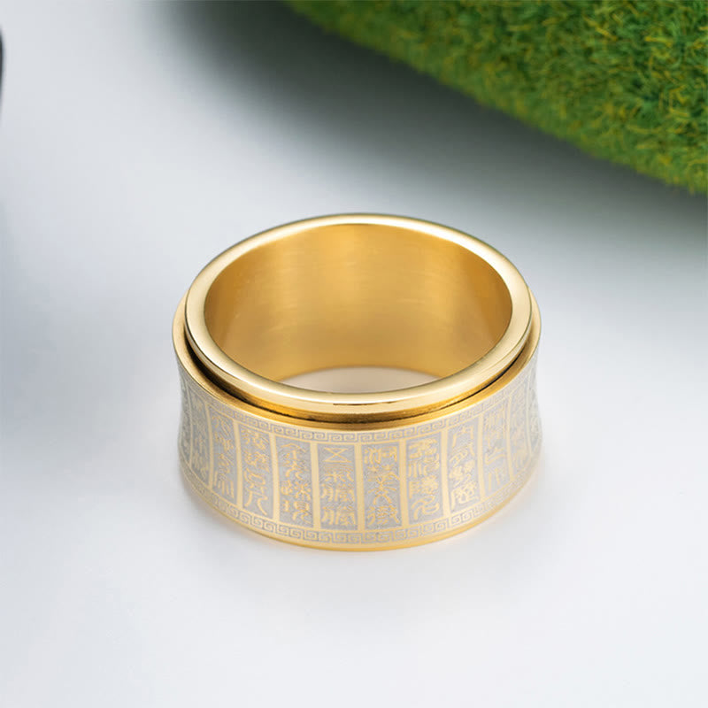 Bague tournante en acier titane avec mantra Golden Light | Équilibre spirituel