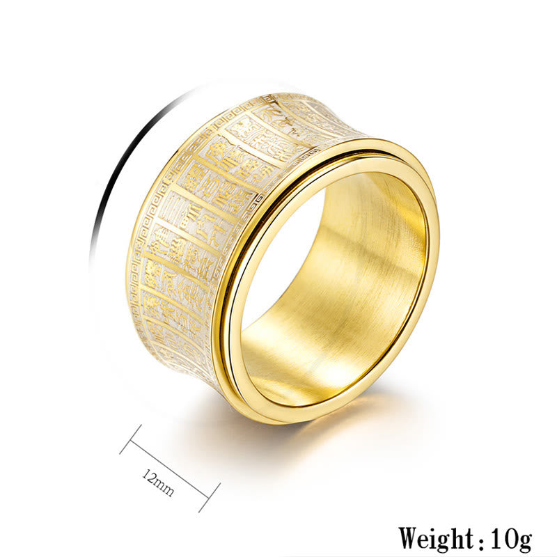 Bague tournante en acier titane avec mantra Golden Light | Équilibre spirituel