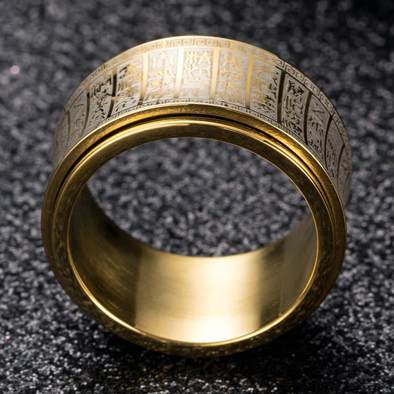 Bague tournante en acier titane avec mantra Golden Light | Équilibre spirituel