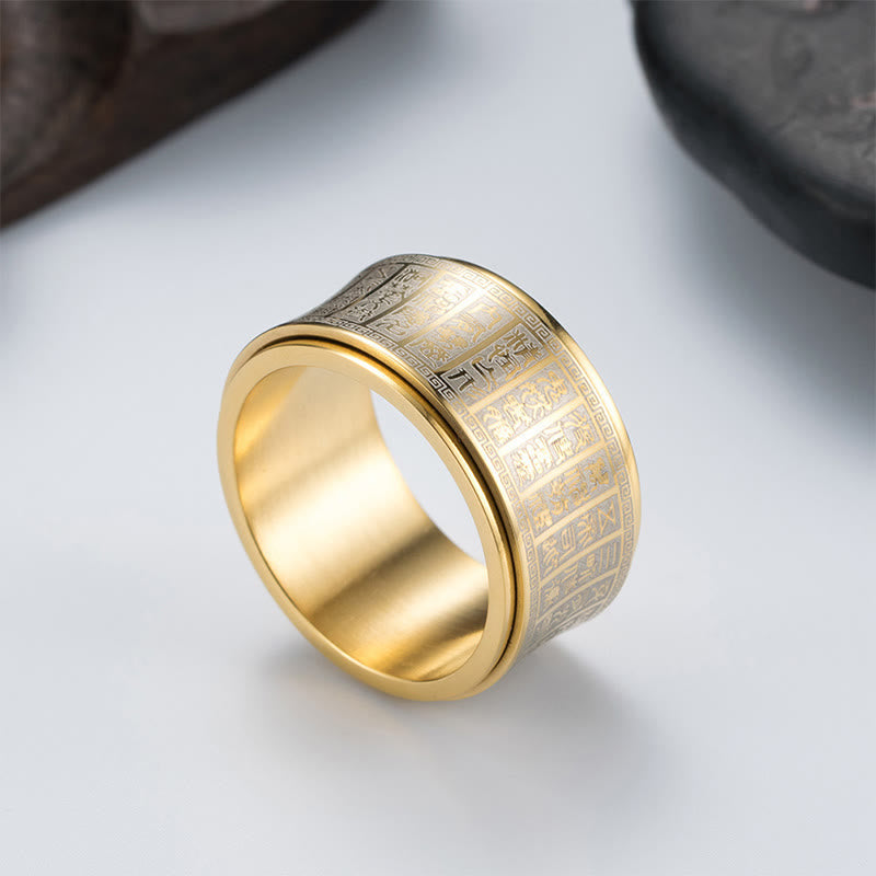 Bague tournante en acier titane avec mantra Golden Light | Équilibre spirituel