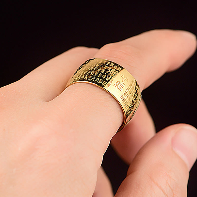 Bague spirituelle Sutra du cœur en acier titane de 10 mm pour l'équilibre
