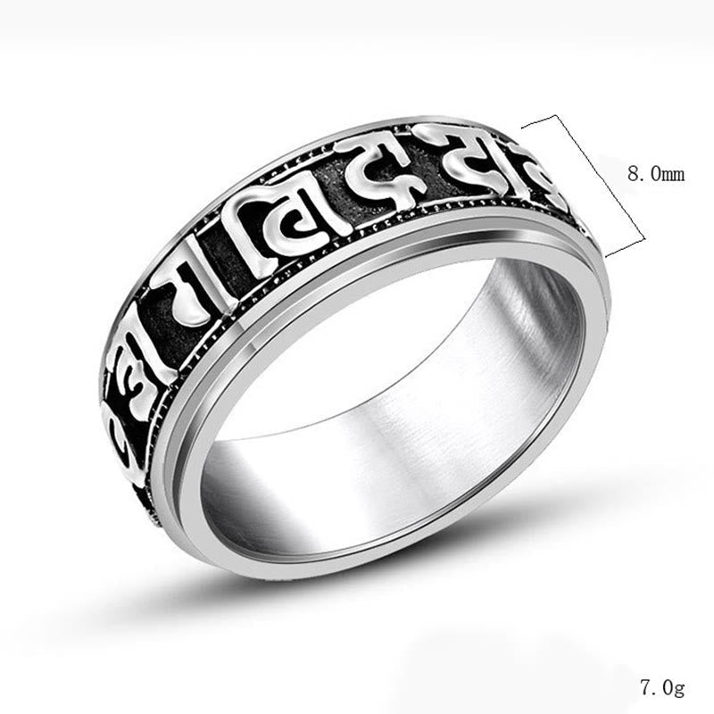 Bague tournante en acier titane Om Mani Padme Hum de 8 mm