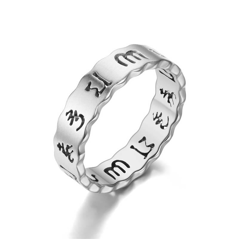 Bague rotative Om Mani Padme Hum en acier titane de 10 mm