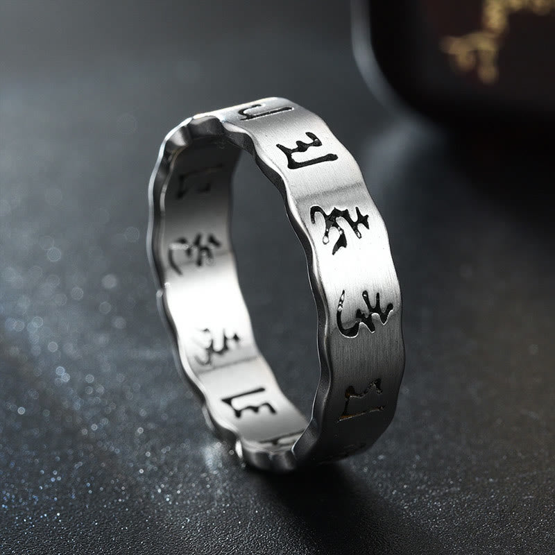 Bague rotative Om Mani Padme Hum en acier titane de 10 mm