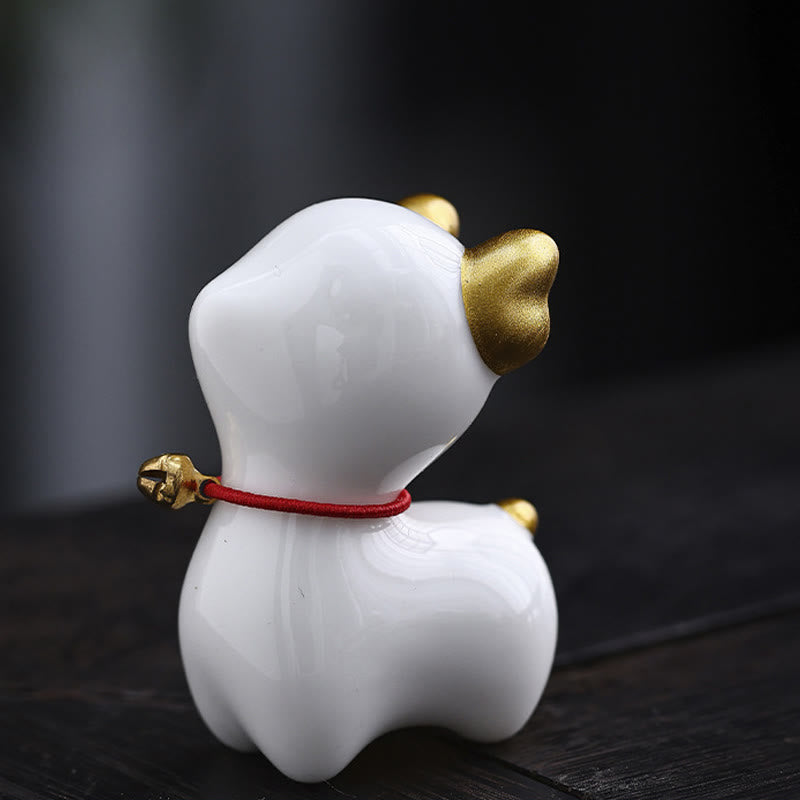 Mini Ceramic Deer Tea Pet Figurine for Spiritual Decor