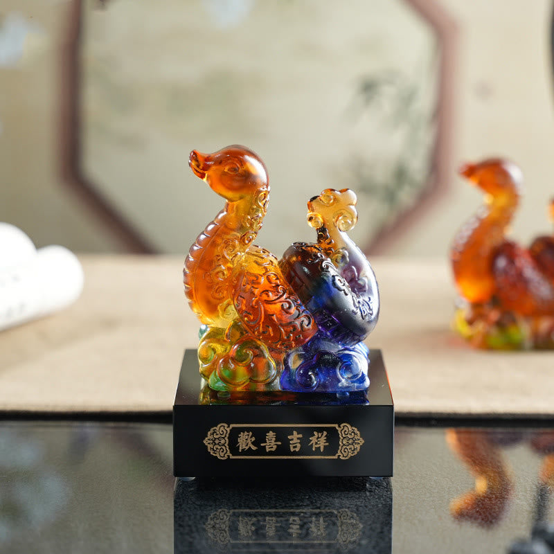 8.3 inch Blue Orange Snake Liuli Feng Shui Decoration