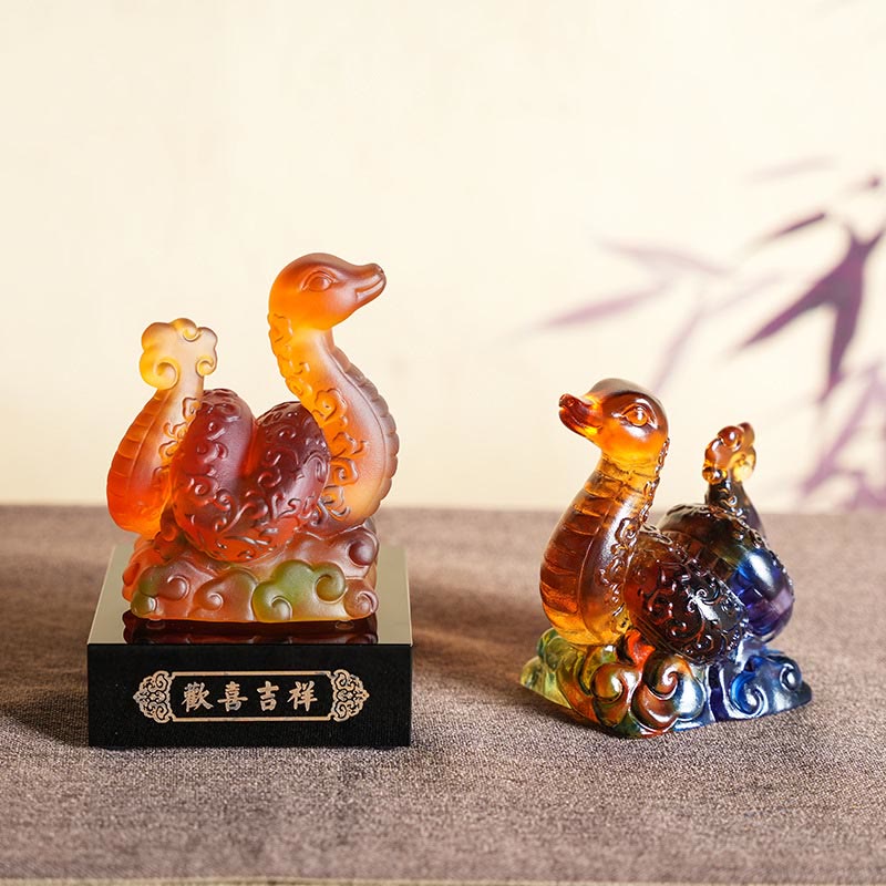 8.3 inch Blue Orange Snake Liuli Feng Shui Decoration