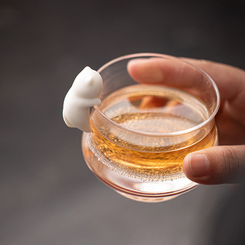 Mini figurine de chat blanc à suspendre en céramique pour animal de compagnie