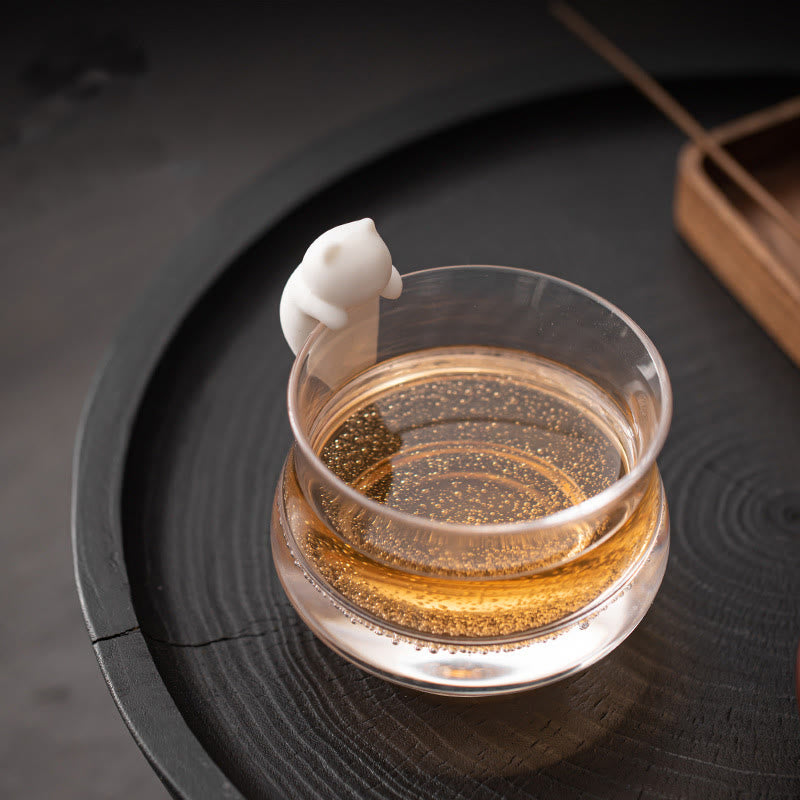 Mini figurine de chat blanc à suspendre en céramique pour animal de compagnie