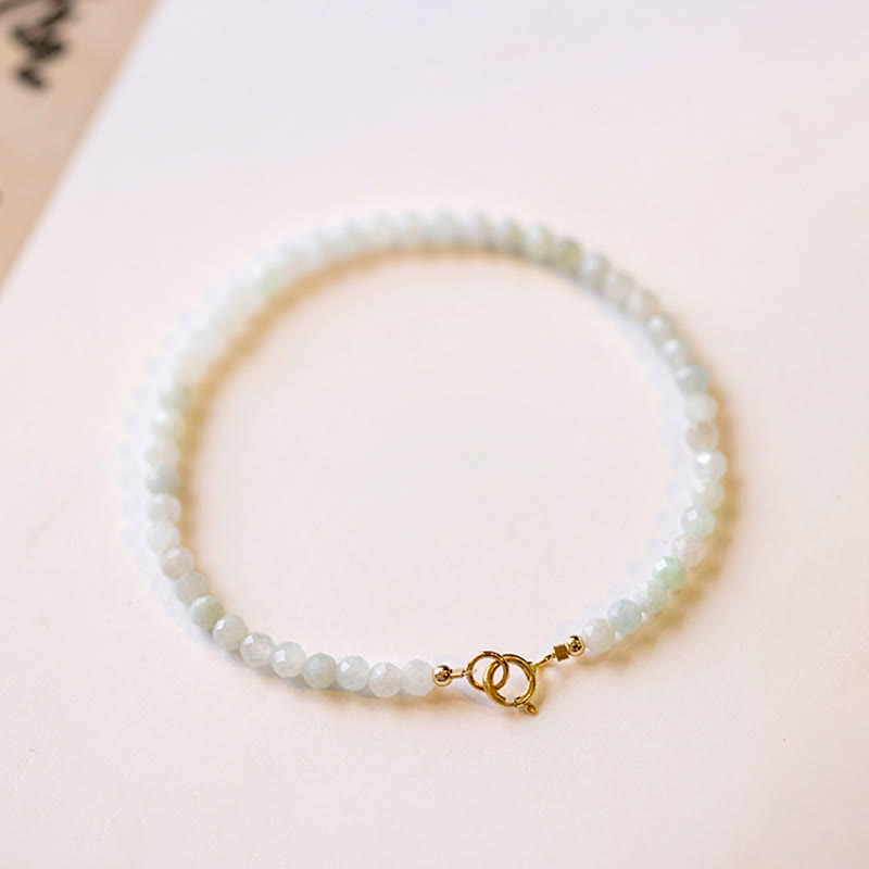 Bracelet porte-bonheur en jade de 2 mm plaqué or 14 carats