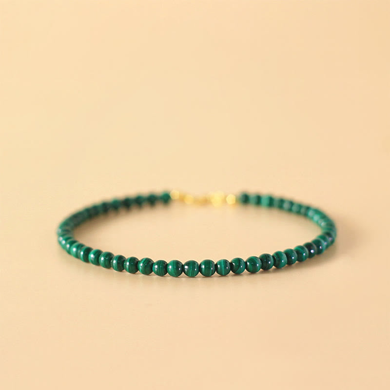 Bracelet anti-anxiété en or 14 carats et malachite de 4 mm
