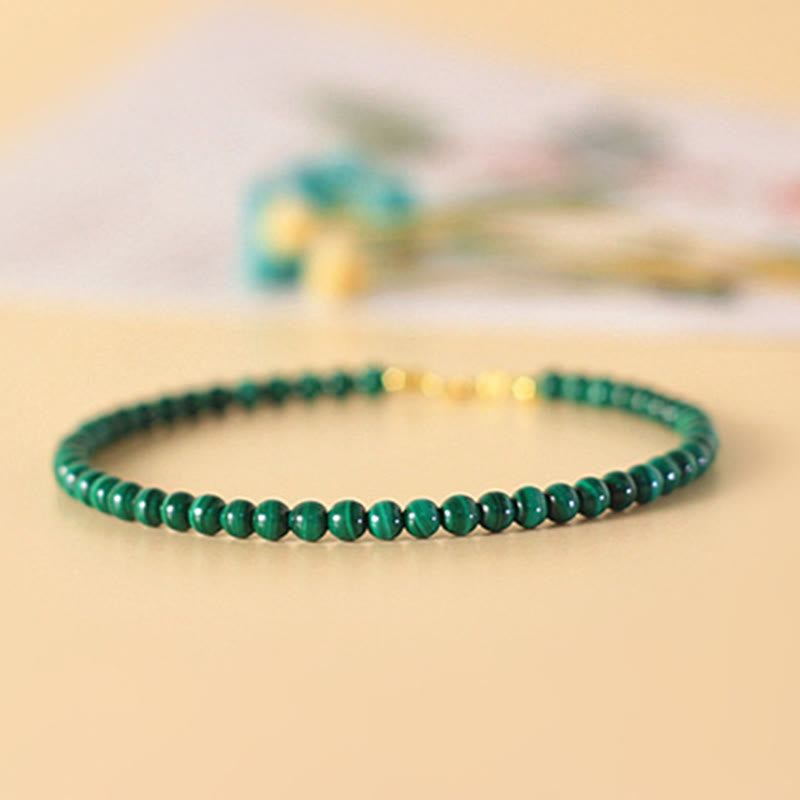 Bracelet anti-anxiété en or 14 carats et malachite de 4 mm
