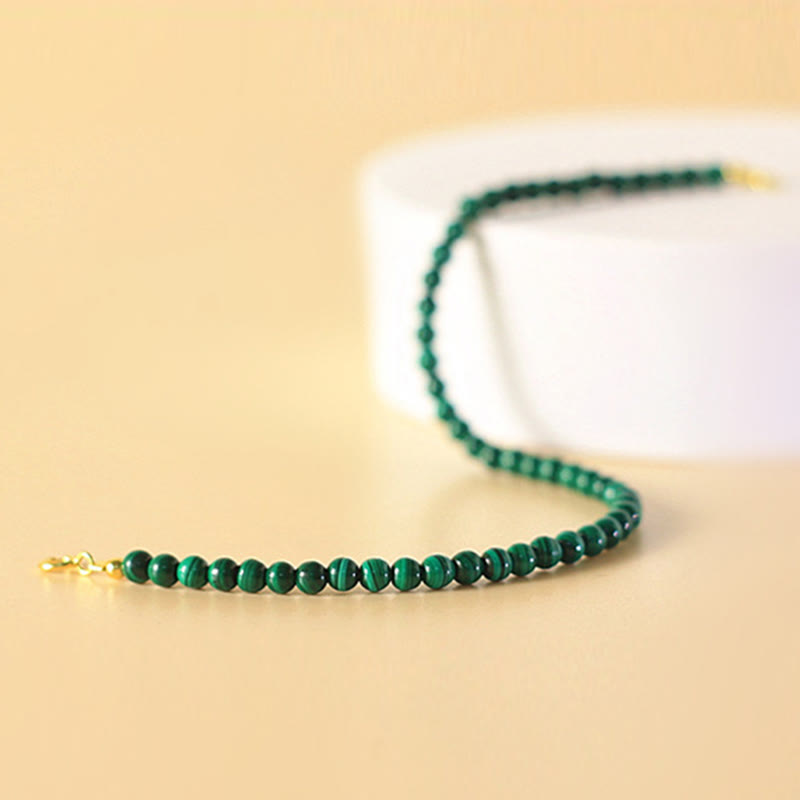 Bracelet anti-anxiété en or 14 carats et malachite de 4 mm