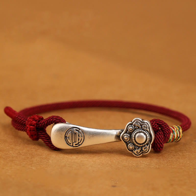 Sterling Silver Ruyi Red String Protection Bracelet for Luck