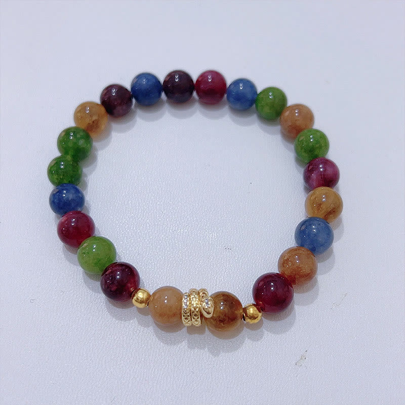 Bracelet spirituel en cuivre plaqué or tourmaline 14-16 cm