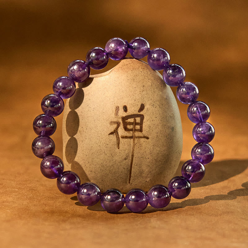 Bracelet de méditation et de guérison pour la paix intérieure en améthyste de 8 mm