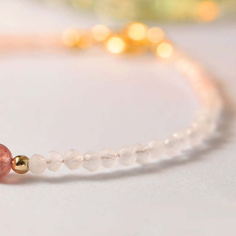 Bracelet de guérison en quartz rose, grenat et quartz fraise de 2 mm