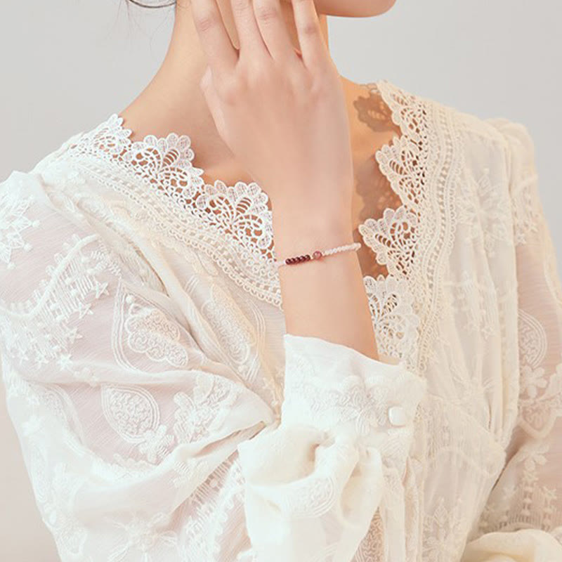 Bracelet de guérison en quartz rose, grenat et quartz fraise de 2 mm