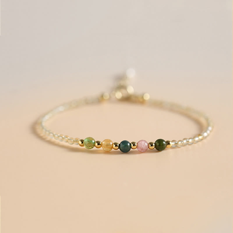 Bracelet de prospérité ultra-fin en citrine et tourmaline