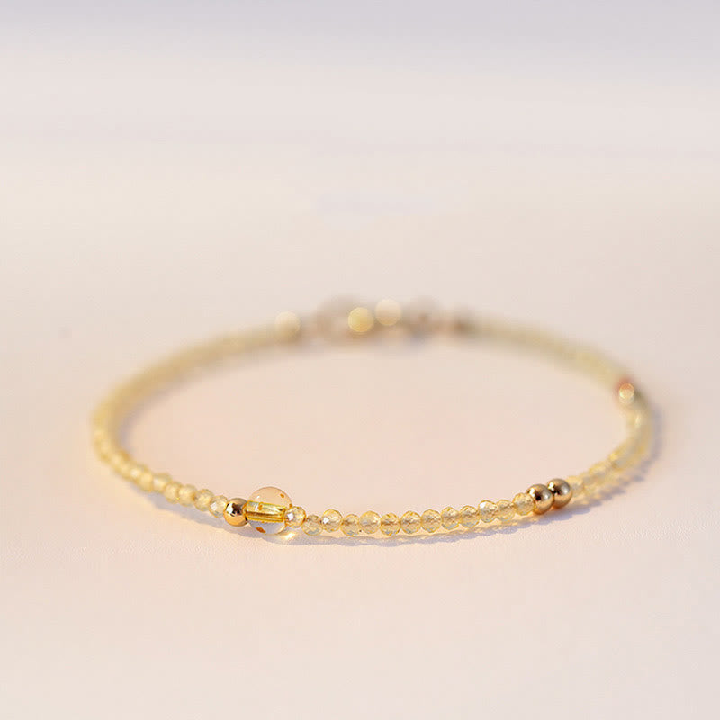 Bracelet de protection plaqué or 14 carats avec citrine de 2 mm