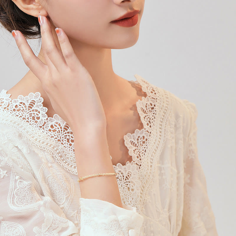 Bracelet de protection plaqué or 14 carats avec citrine de 2 mm