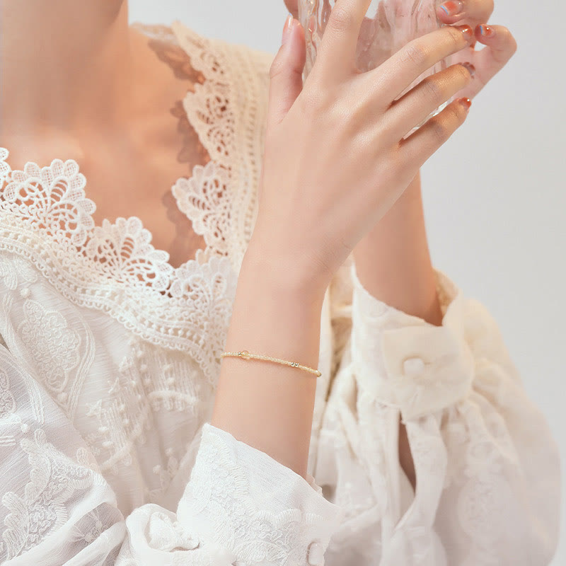 Bracelet de protection plaqué or 14 carats avec citrine de 2 mm