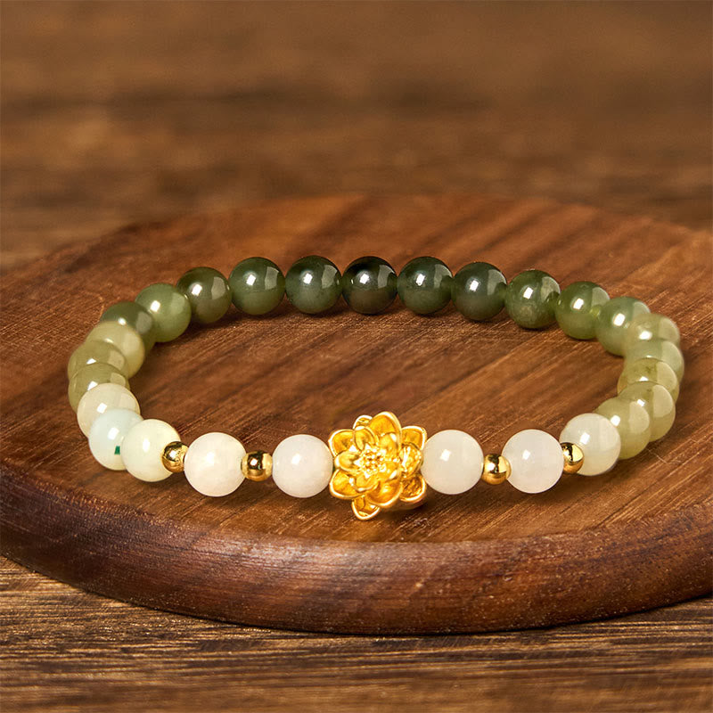 Bracelet d'abondance en jade naturel Hetian de 8 mm