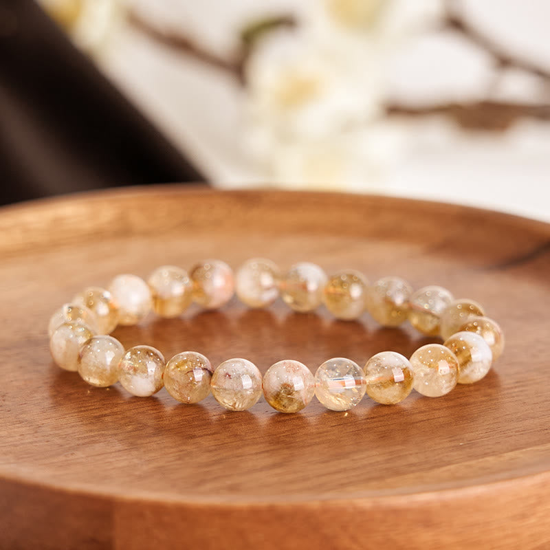 Bracelet flocon de neige en citrine naturelle de 6 mm pour la prospérité