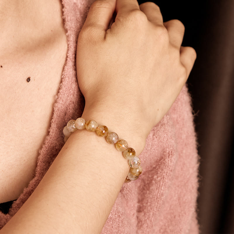 Bracelet flocon de neige en citrine naturelle de 6 mm pour la prospérité